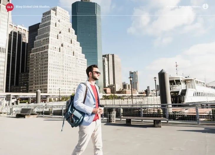 Young man in the US with backpack