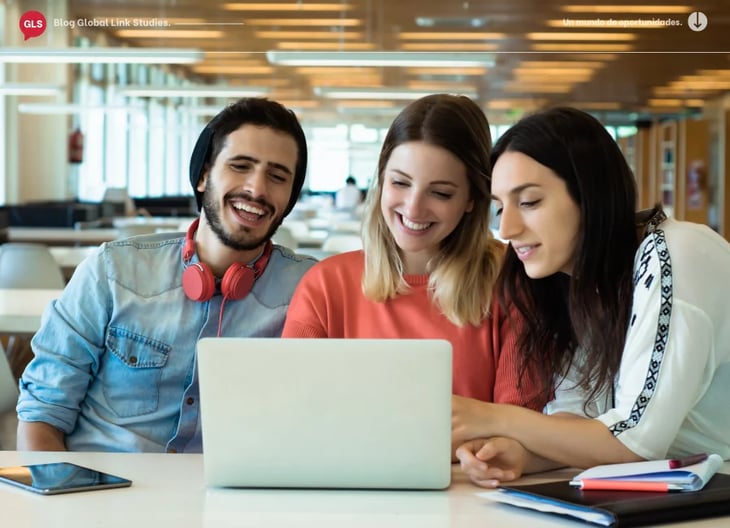 Language students on computer lab