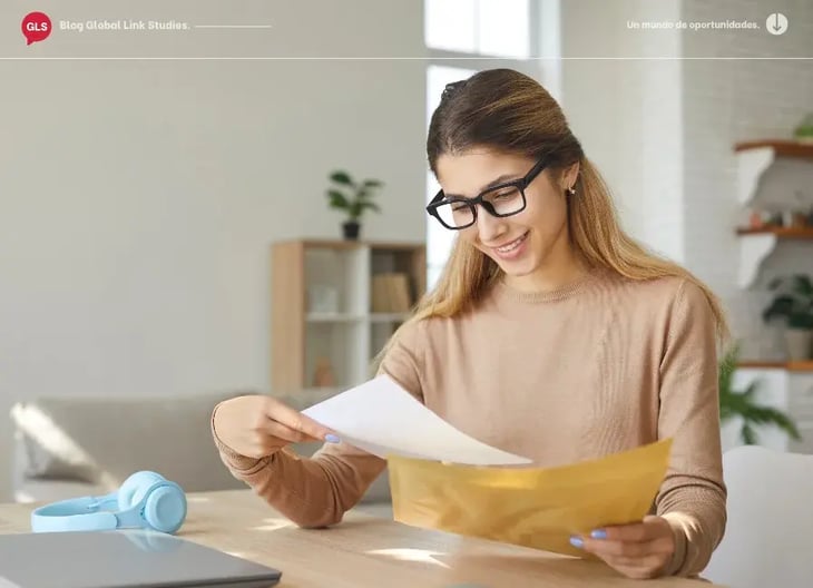 Woman with glassess checking papers